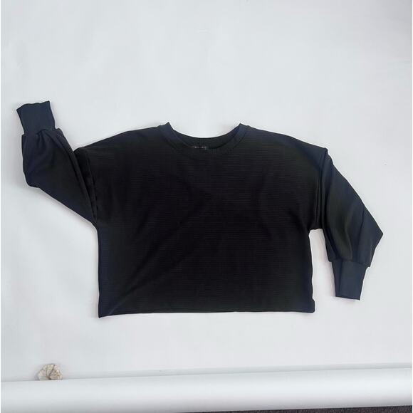 FINAL TOUCH RIBBED CREW NECK EXTENED LONG BELL SLEEVE CROP TOP SWEATSHIRT LARGE - Picture 9 of 9